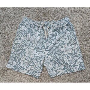 Fair Harbor Men's Floral Swim Trunks in Sage Green and White